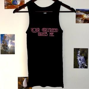 LARGE YOUR GIRLFRIEND WANTS ME Y2K RIBBED TANK TOP 👭